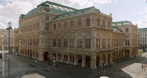 Shutdown in Vienna, Austria - tracking shot of deserted State opera Vienna