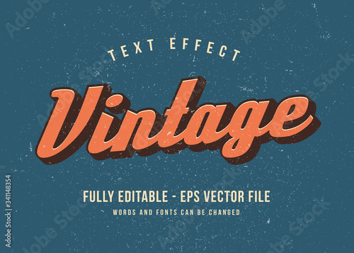Vintage text effect template with 3d style editable font effect photo