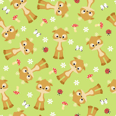 Fototapete Rehkitz-Muster Kawaii Rehkitze Nahtloses Kindermuster  © Nataliya Dolotko