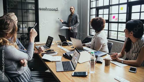 Group of diverse people having a business meeting