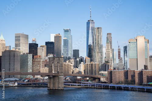 New York City skyline. Brooklyn bridge view.  © tanya
