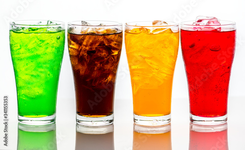 Colorful soda drinks macro shot