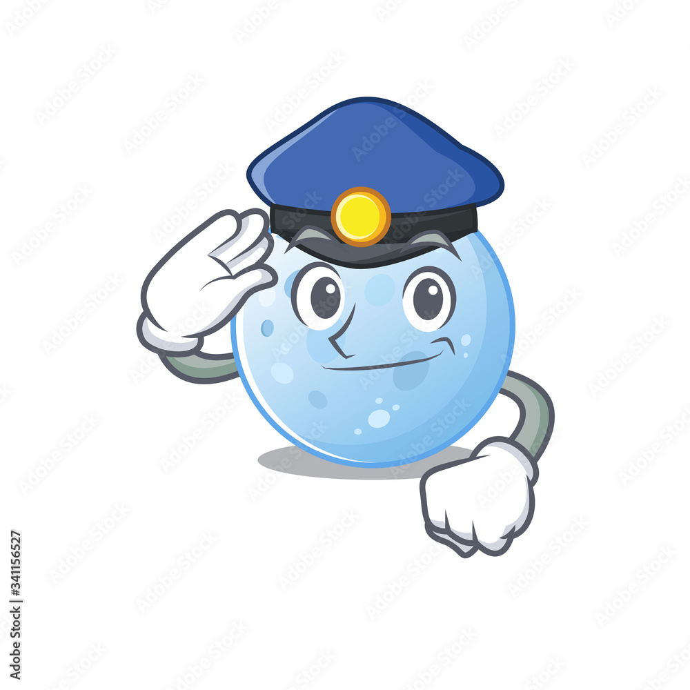 Police officer mascot design of blue moon wearing a hat