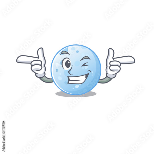 Cartoon design concept of blue moon with funny wink eye