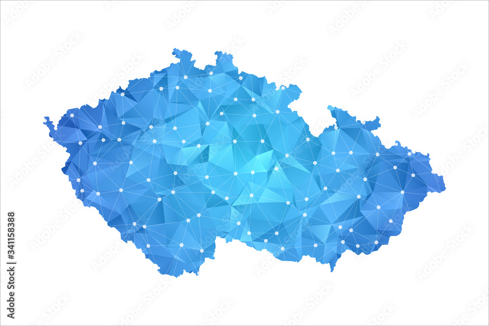 Czech Republic Map - Abstract geometric rumpled triangular low poly style gradient graphic on white background , line dots polygonal design for your . Vector illustration eps 10.