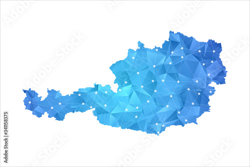 Austria Map - Abstract geometric rumpled triangular low poly style gradient graphic on white background , line dots polygonal design for your . Vector illustration eps 10.