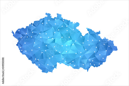 Czech Republic Map - Abstract geometric rumpled triangular low poly style gradient graphic on white background , line dots polygonal design for your . Vector illustration eps 10.