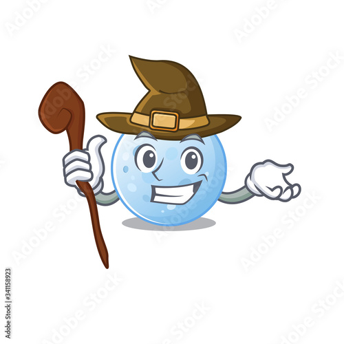Blue moon sneaky and tricky witch cartoon character
