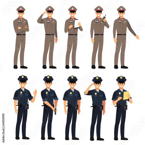 police thai character set, Vector illustration cartoon character.