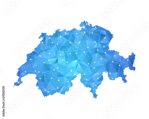 Switzerland Map - Abstract geometric rumpled triangular low poly style gradient graphic on white background , line dots polygonal design for your . Vector illustration eps 10.