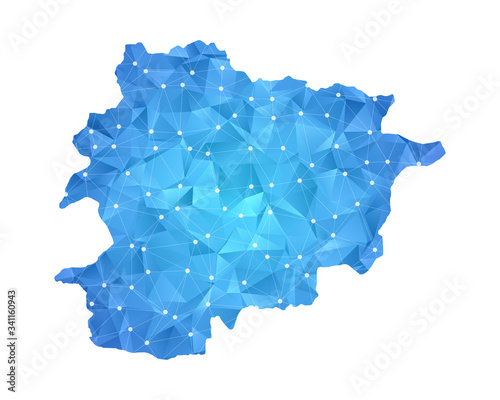 Andorra Map - Abstract geometric rumpled triangular low poly style gradient graphic on white background , line dots polygonal design for your . Vector illustration eps 10.