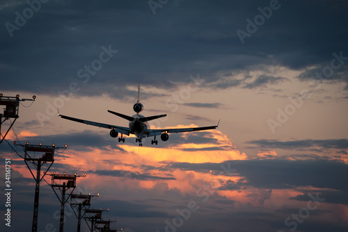 Plane arriving at Brasilia International Airport.