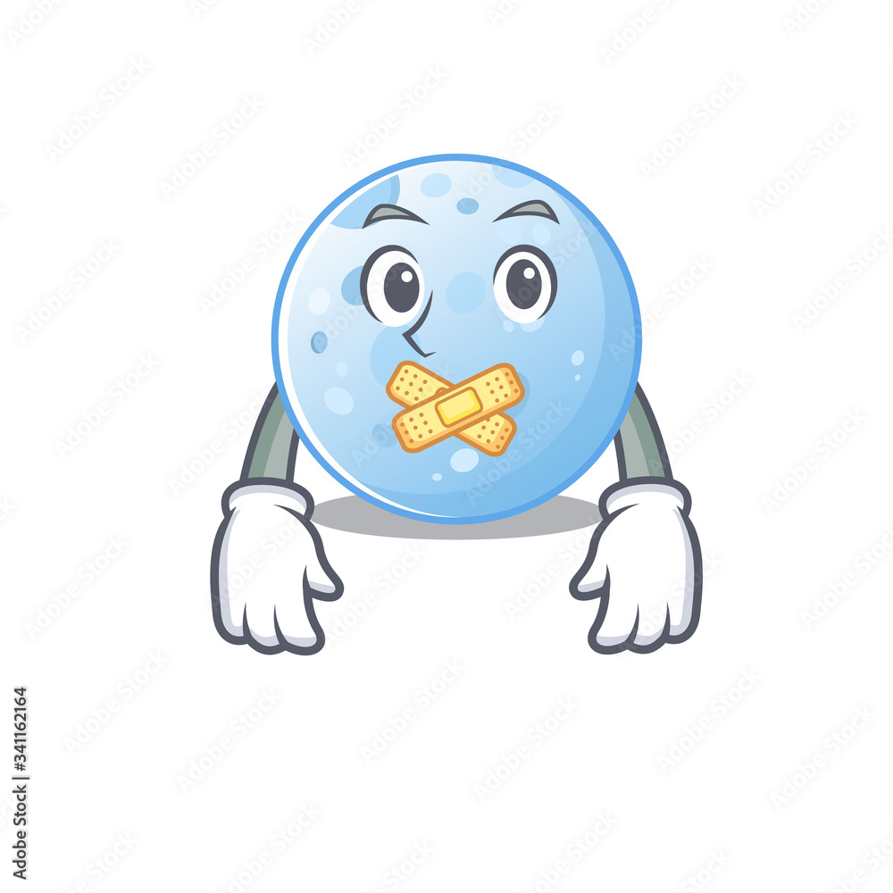Blue moon cartoon character style with mysterious silent gesture