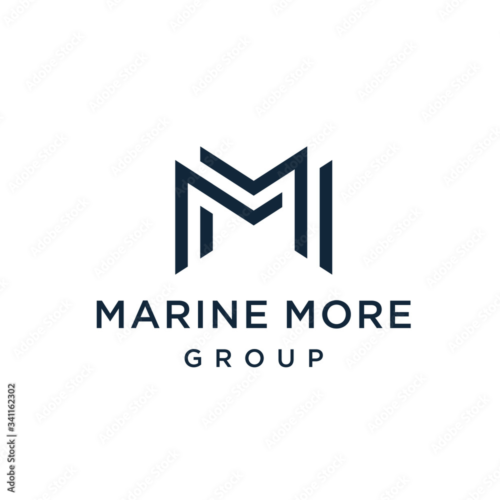 Letter M logo MM design. Line creative minimal monochrome monogram symbol. Premium business logotype. 