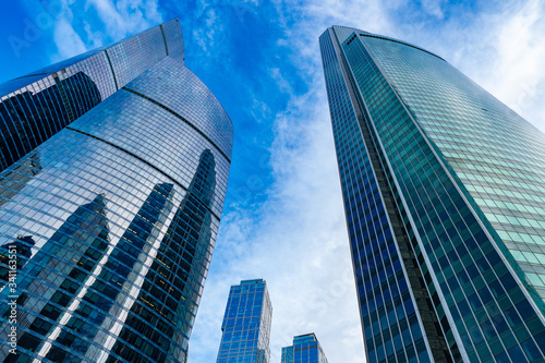 Moskva-city. Bottom view of...