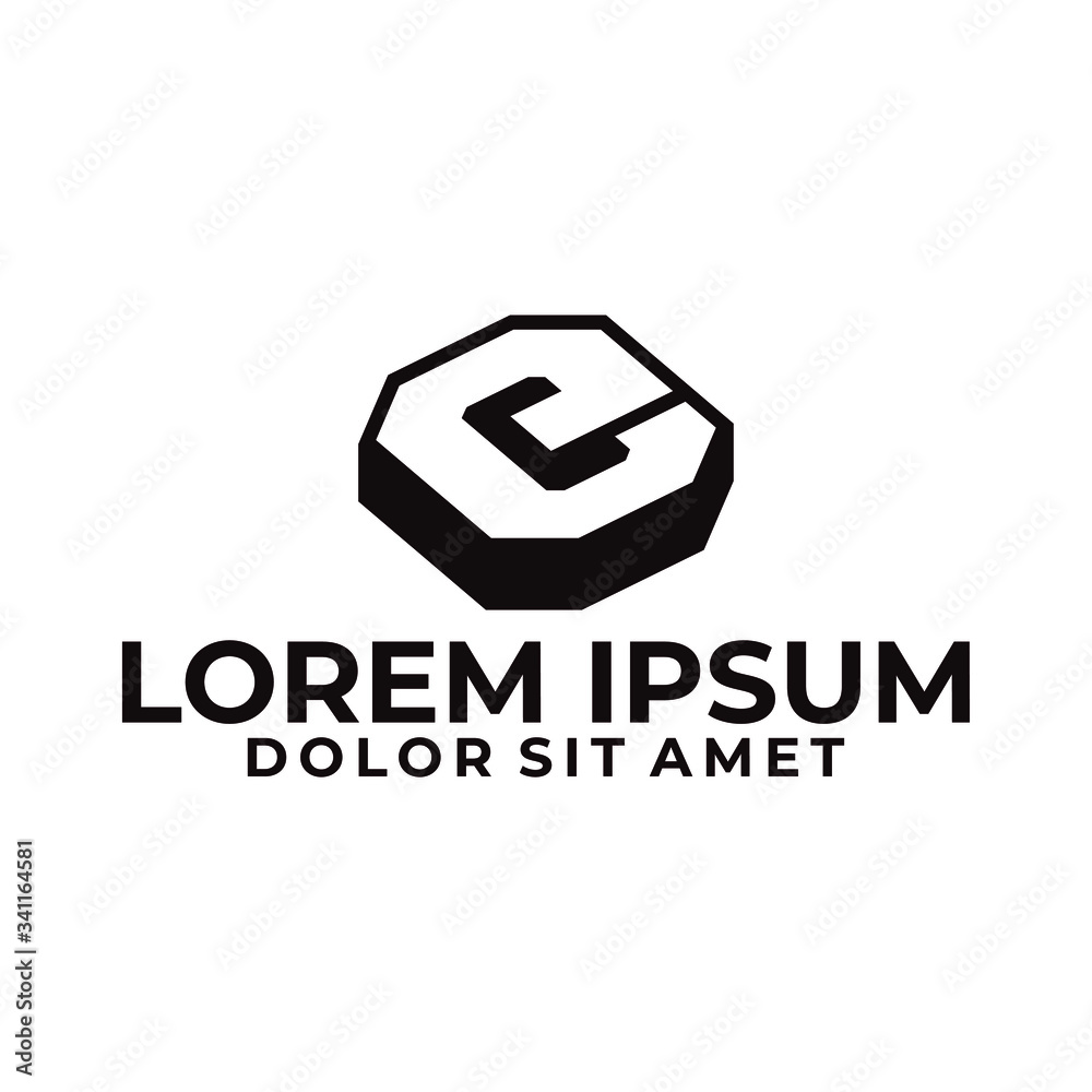 Fototapeta premium Initial letter e logo template with 3d block illustration in flat design monogram symbol