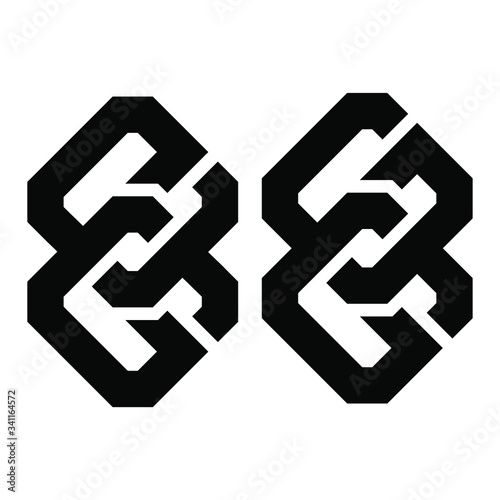 Initial letter eG, SG, GG logo template set with diamond chain illustration in flat design monogram symbol