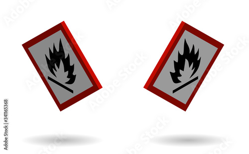 isometric fire hazard sign isolated on transparent background
