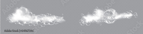 Bath foam soap with bubbles isolated vector illustration on transparent background. Set of shampoo and soap foam lather vector illustration.