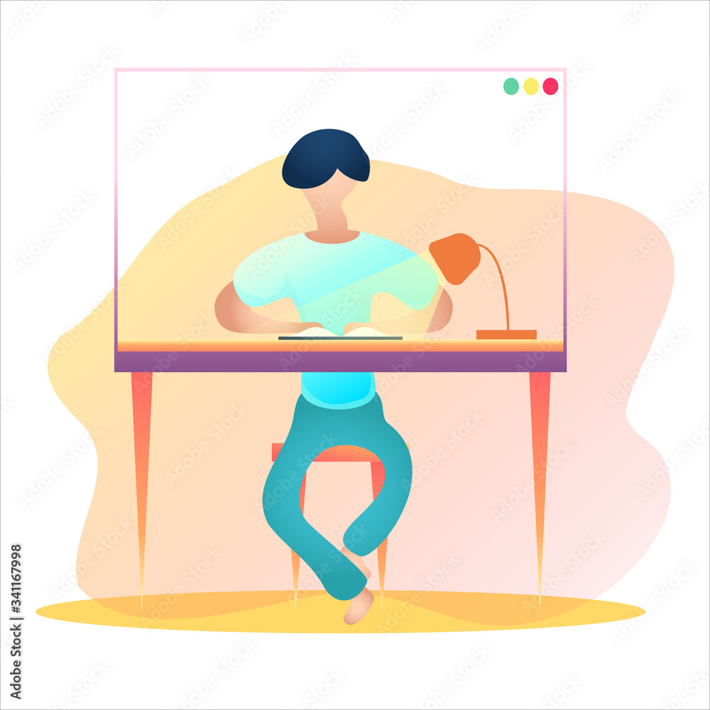 Obraz premium Work From Home Vector Illustration which tells the story of someone who usually works in an office to work at home.