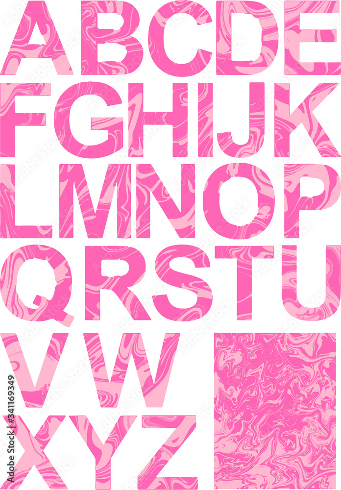 Pink vector drawing sketch of individual letters of the English alphabet Pink vector drawing sketch of individual letters of the English alphabet