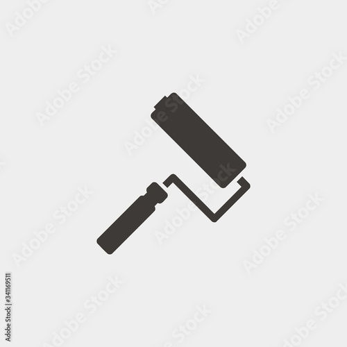 roller paint brush icon vector illustration and symbol for website and graphic design