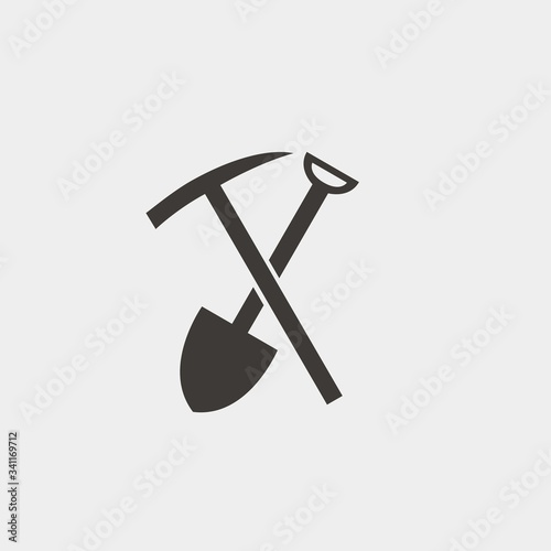 shovel and hoe icon vector illustration and symbol for website and graphic design photo