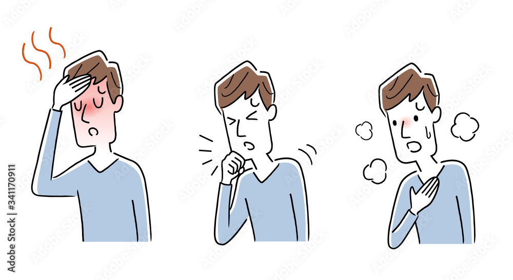 Stock illustration: new coronavirus symptoms, men Stock illustration: new coronavirus symptoms, men