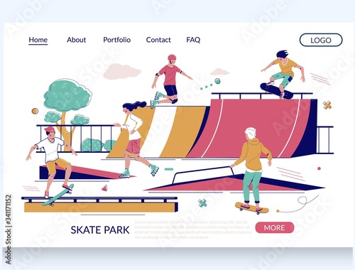 Skate park vector website landing page design template