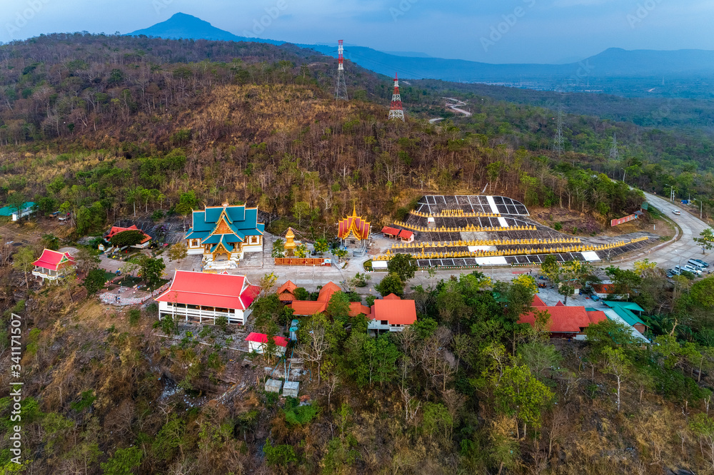 Aerial view of Wat Phousalao pagoda, Pakse, Champasak, Laos