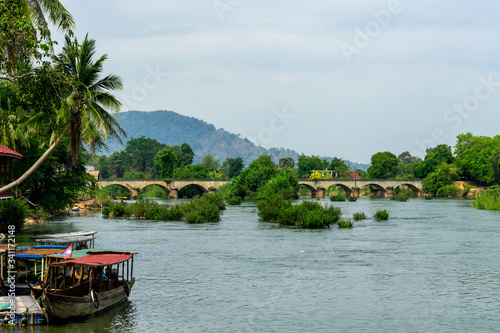 Bridge of railway at Don Khon in 4000 islands, Champasak, Laos. The remains of the first railway in Laos, the Don Det - Don Khon narrow gauge railway, built by the French photo