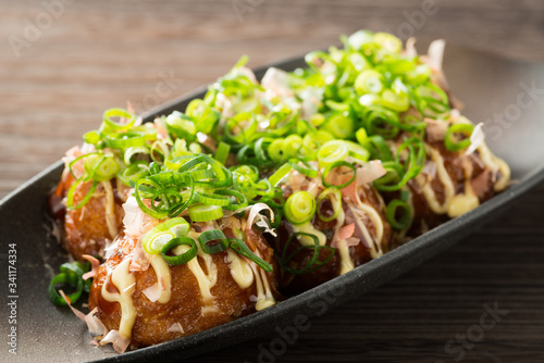 Obraz na płótnie Takoyaki - ネギたこ焼き
