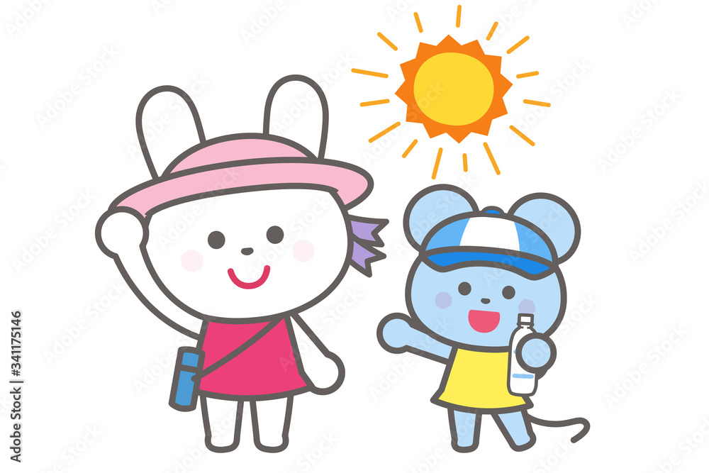 Prevention of heat stroke / Wearing a cap and hydration / Rabbit and mouse
