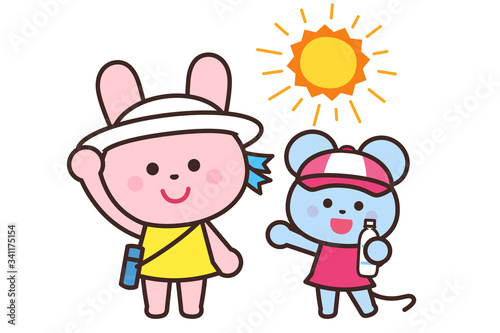 Prevention of heat stroke   Wearing a cap and hydration   Rabbit and mouse