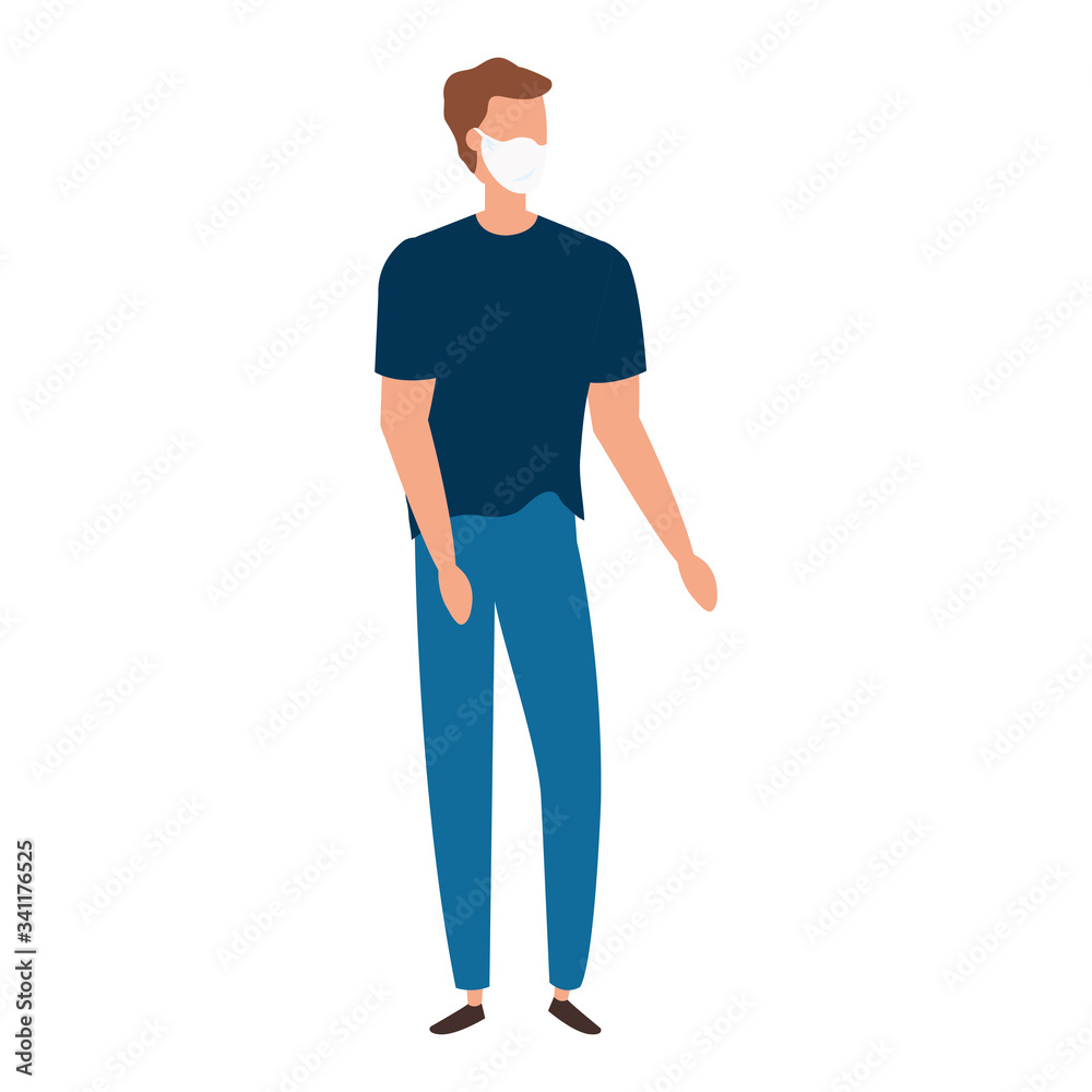 young man using face mask isolated icon vector illustration design young man using face mask isolated icon vector illustration design