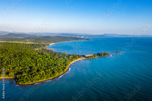 Aerial view of Long beach or Dai beach on Phu Quoc island, Kien Giang, Vietnam