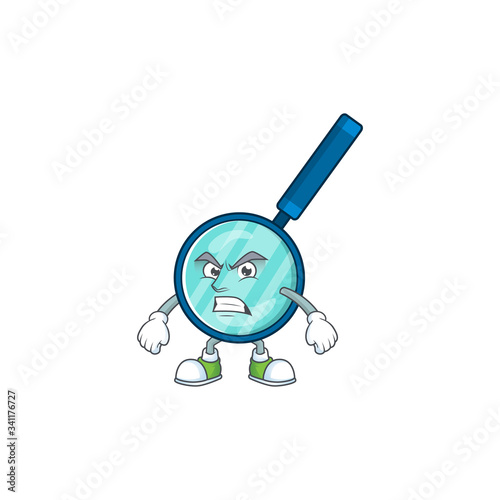 Mascot design style of magnifying glass with angry face