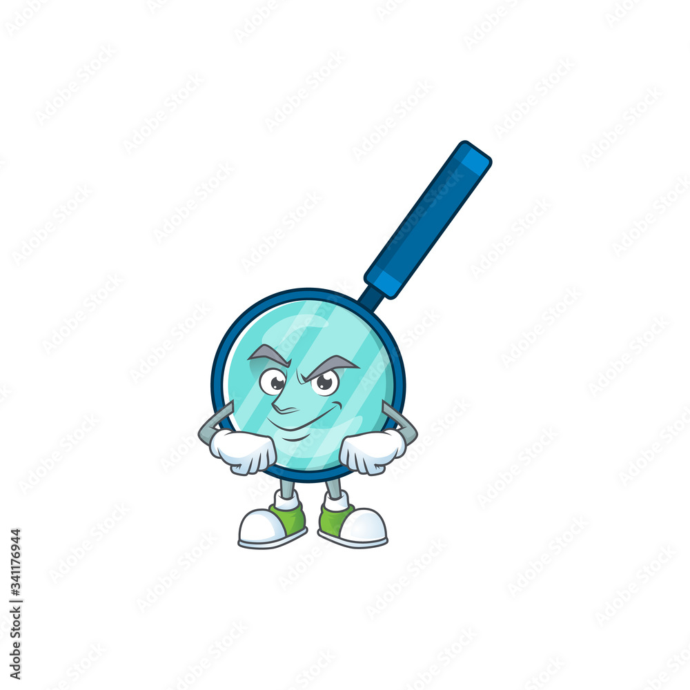 Magnifying glass mascot design style with grinning face Magnifying glass mascot design style with grinning face