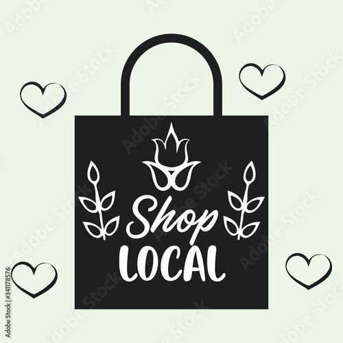 shop local poster with shopping bag
