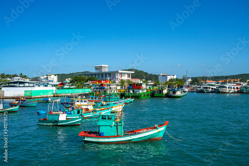 Fototapeta Naklejka Na Ścianę i Meble -  An Thoi harbor at Phu Quoc island, Kien Giang, Vietnam.