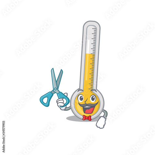 Sporty warm thermometer cartoon character design with barber photo