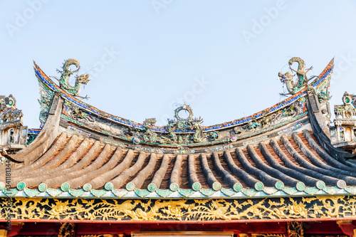 Kien An Cung or Ong Quach pagoda. Chinese ancient architecture. A historical - cultural monument  that attracts visitors in Sa Dec, Dong Thap, Vietnam