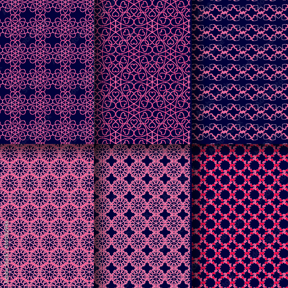 Japanese sashiko seamless pattern vector set  collection