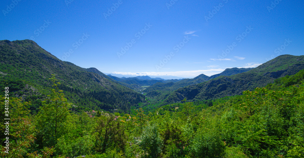 Spectacular mountains of Montenegro, near Crnojevica river, Rijeka Crnojevica, Montenegro.