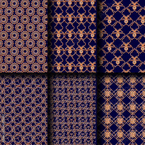 Japanese sashiko seamless pattern vector set collection