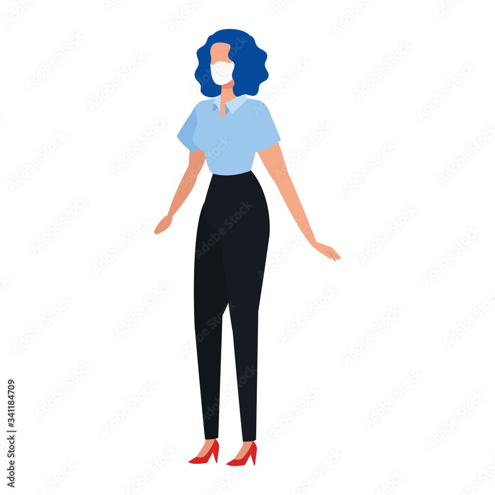 Fototapeta premium business woman using face mask isolated icon vector illustration design