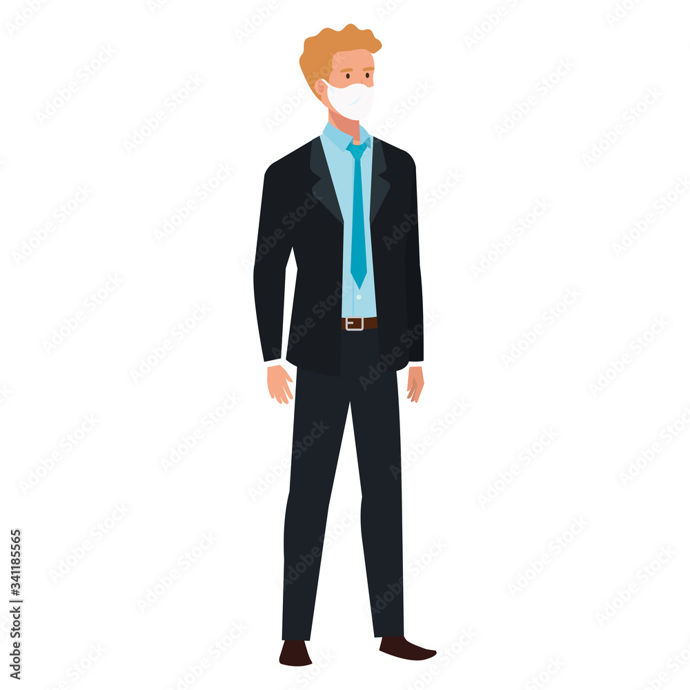 businessman using face mask isolated icon vector illustration design businessman using face mask isolated icon vector illustration design