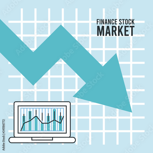 economic recession infographic with laptop