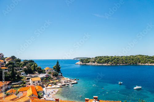 Adriatic sea and village scenery from Bosnia and Herzegovina to Croatia