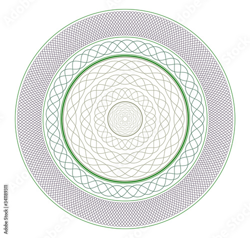 Guilloche radial symmerty pattern watermark creative design. Use it for diploma, document or certificate creation. Vector illustration.